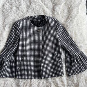 Zara Black and White Houndstooth Jacket